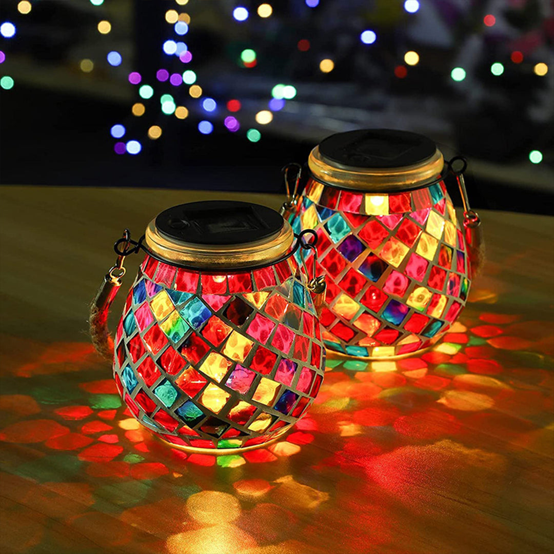 Ręcznie Wykonana Kolorowa Lampa Solarna Zewnętrzna – Witraż z Magiczną Grą Świateł dla Twojego Ogrodu