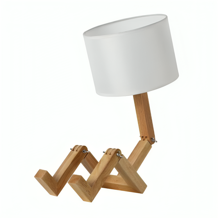 Elegancka skandynawska lampa stołowa z półką na książki