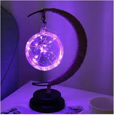 Elegancka Klimatyczna Lampa Stołowa LED ze Szkła w Kształcie Księżyca z Ciepłym Światłem