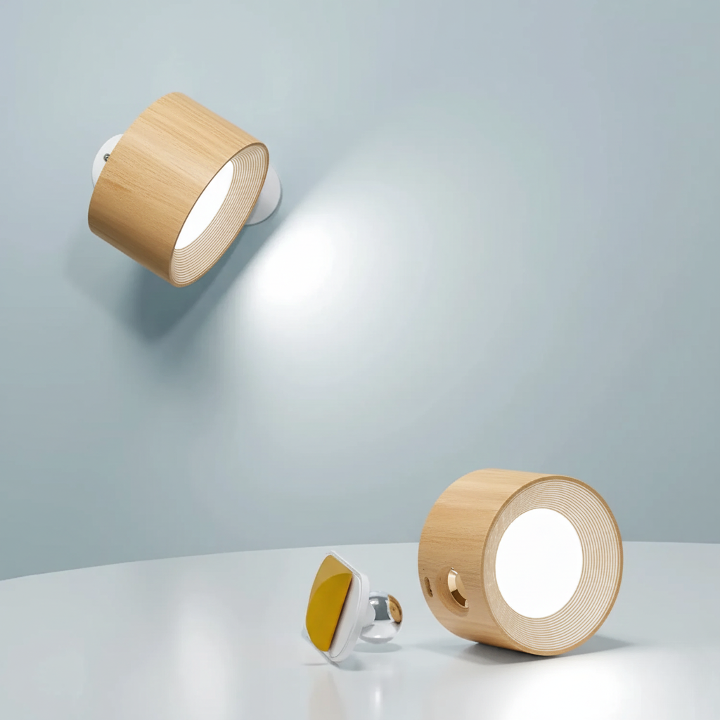 Wielofunkcyjna Lampa Ścienna Bezprzewodowa – Ładowalna, Ściemnialna i z Obrotem 360°