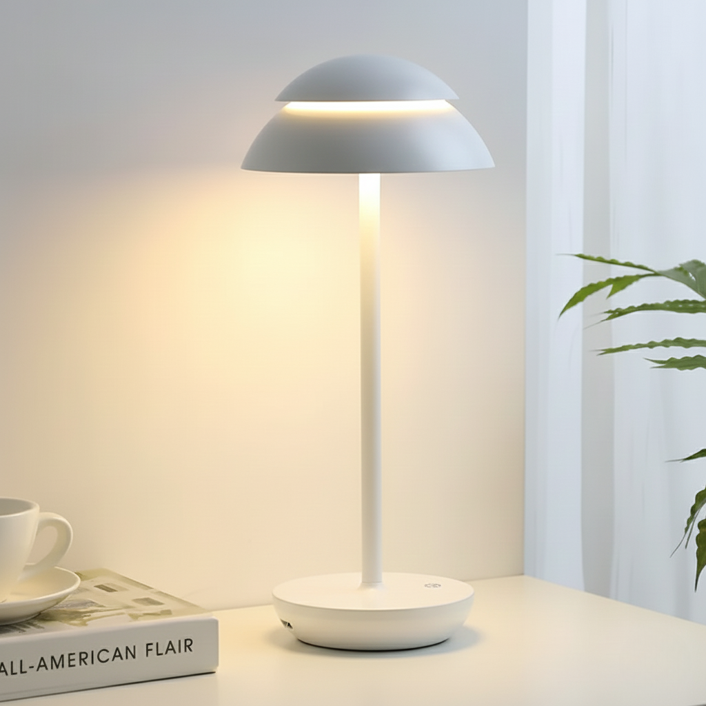 Stylowa aluminiowa lampa stołowa z funkcją ściemniania