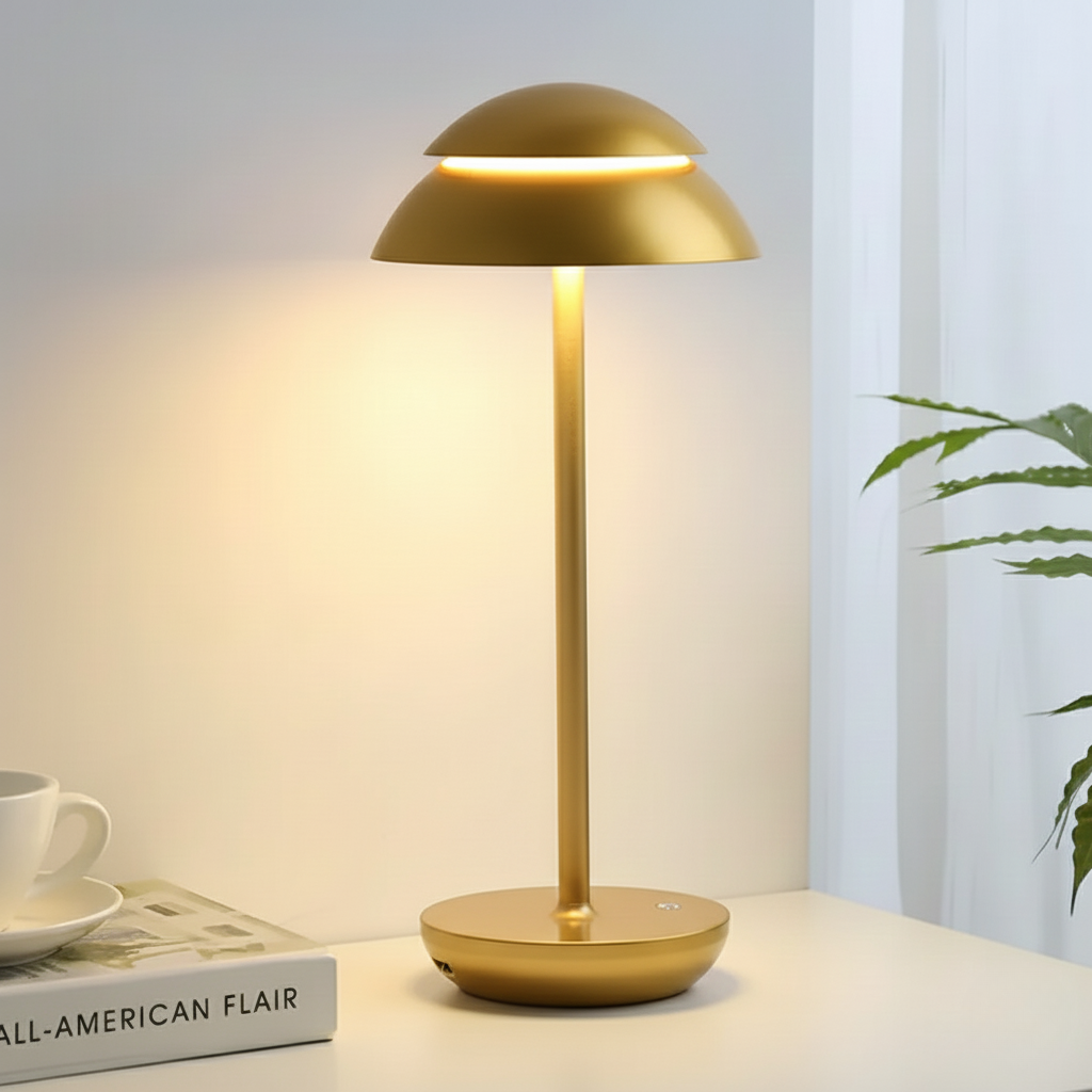 Stylowa aluminiowa lampa stołowa z funkcją ściemniania