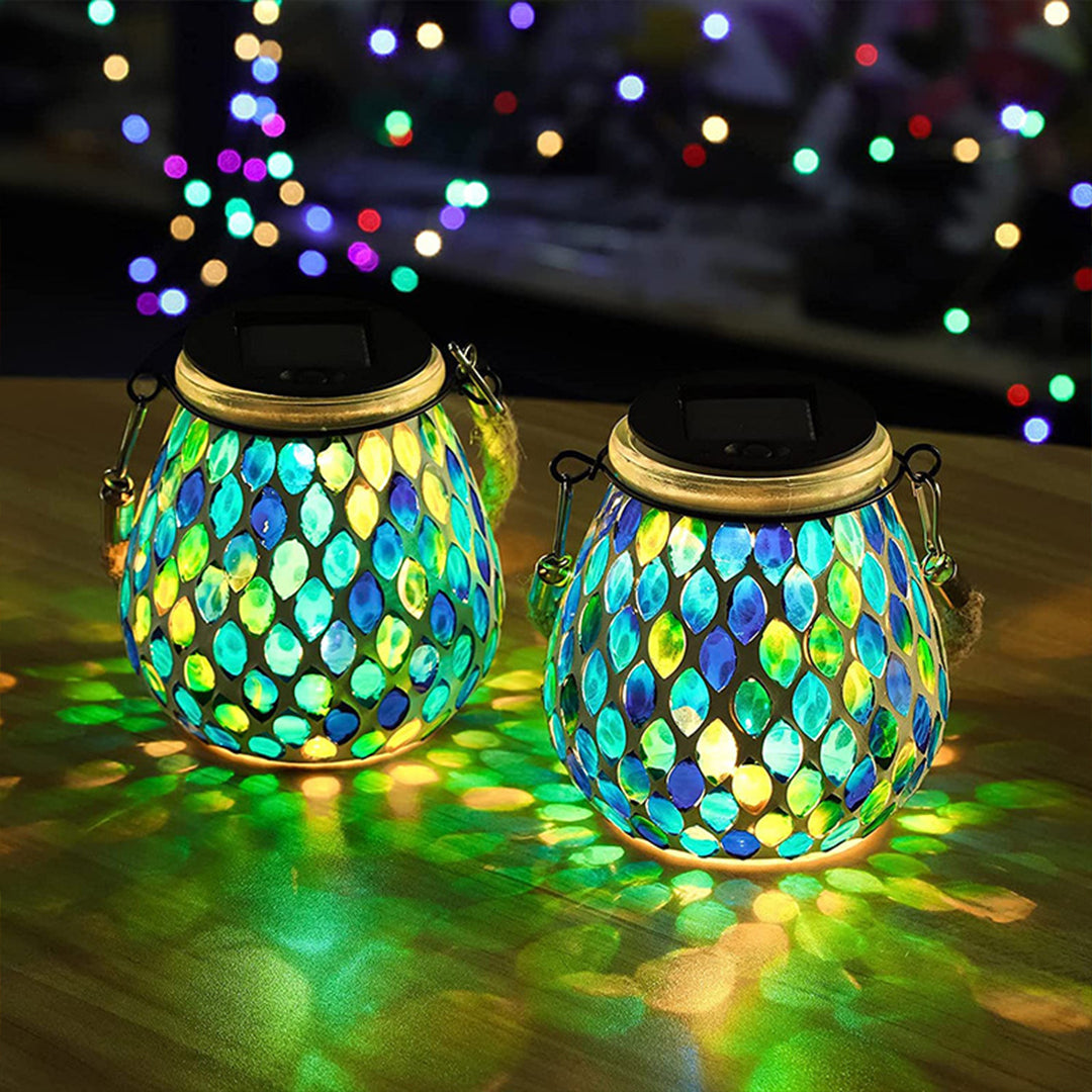 Ręcznie Wykonana Kolorowa Lampa Solarna Zewnętrzna – Witraż z Magiczną Grą Świateł dla Twojego Ogrodu