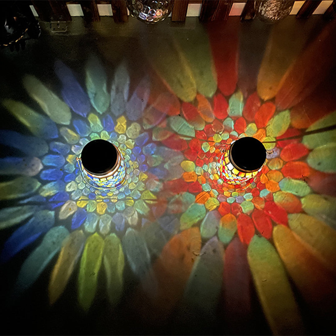 Ręcznie Wykonana Kolorowa Lampa Solarna Zewnętrzna – Witraż z Magiczną Grą Świateł dla Twojego Ogrodu