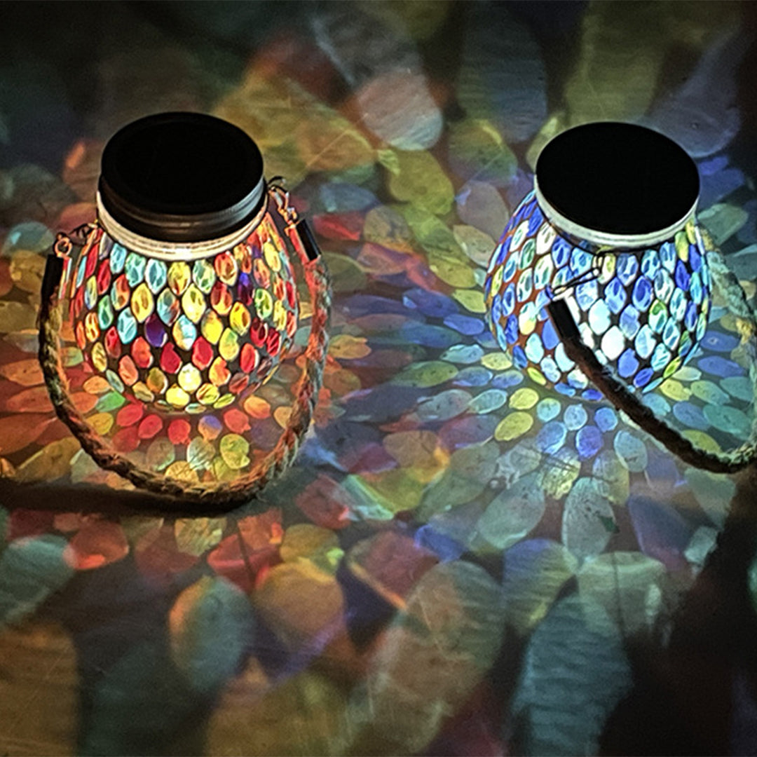 Ręcznie Wykonana Kolorowa Lampa Solarna Zewnętrzna – Witraż z Magiczną Grą Świateł dla Twojego Ogrodu