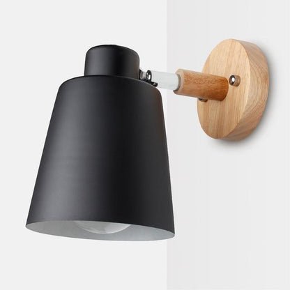 Scandinavian iron and wood wall lamp