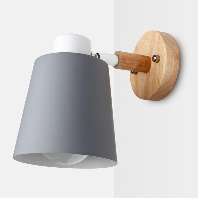 Scandinavian iron and wood wall lamp