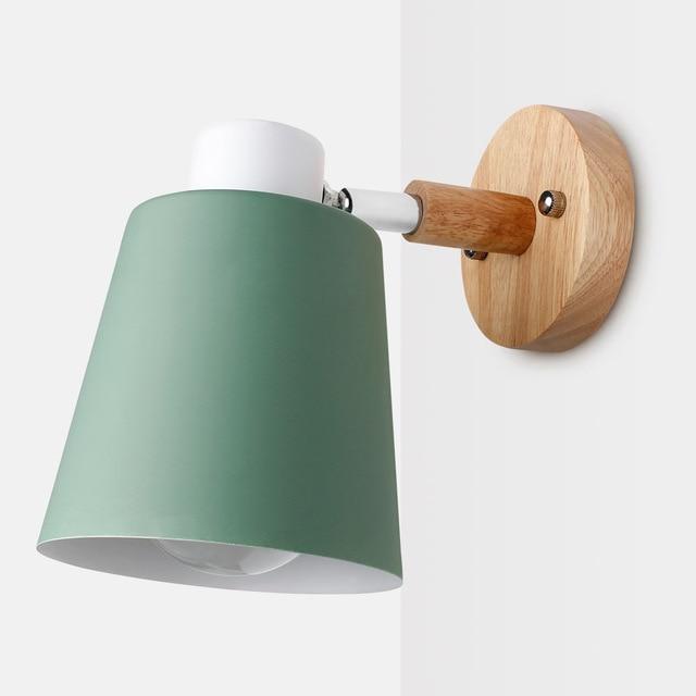 Scandinavian iron and wood wall lamp