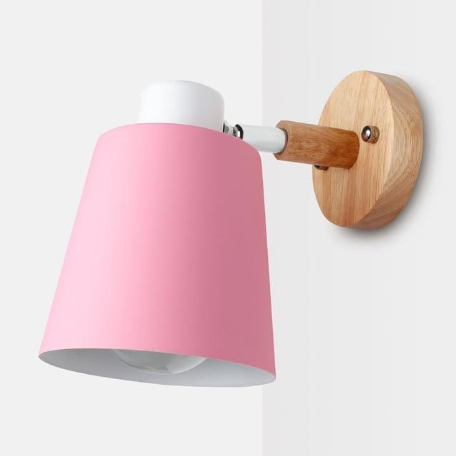 Scandinavian iron and wood wall lamp