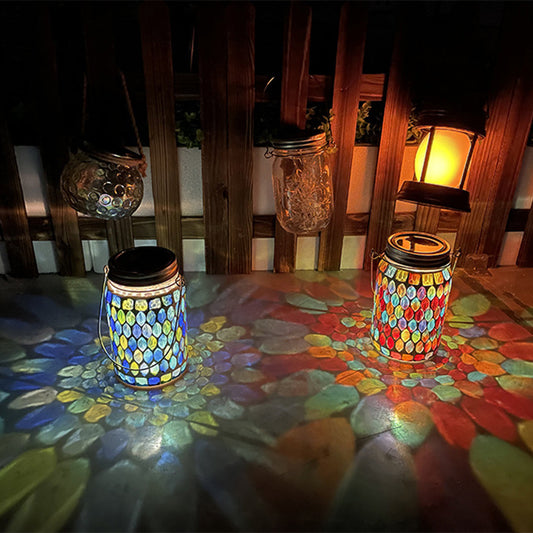 Handcrafted Colorful Outdoor Solar Lamp - Stained Glass with Magical Light Play for Your Garden