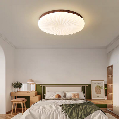 French Beige White LED Ceiling Light - Wood and Acrylic with 3 Color Light