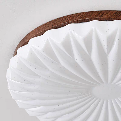 French Beige White LED Ceiling Light - Wood and Acrylic with 3 Color Light