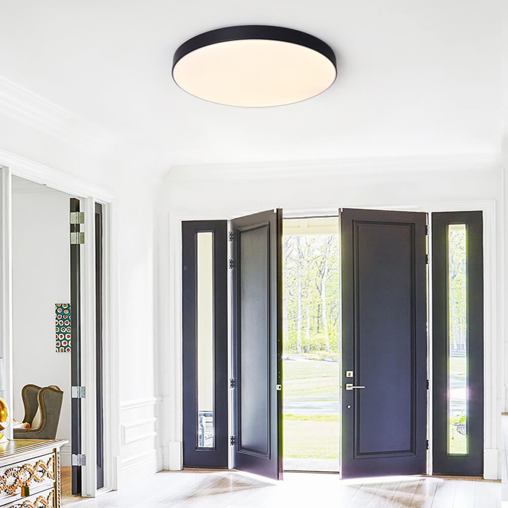 Erda – Nowoczesna LED Lampa Sufitowa z Abażurem z Akrylu (Czarna, 40/50 cm)