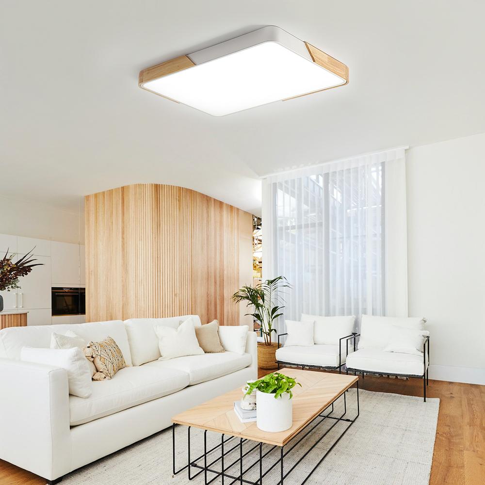 Löla – Nowoczesna lampa sufitowa LED z drewnem i akrylowym dyfuzorem