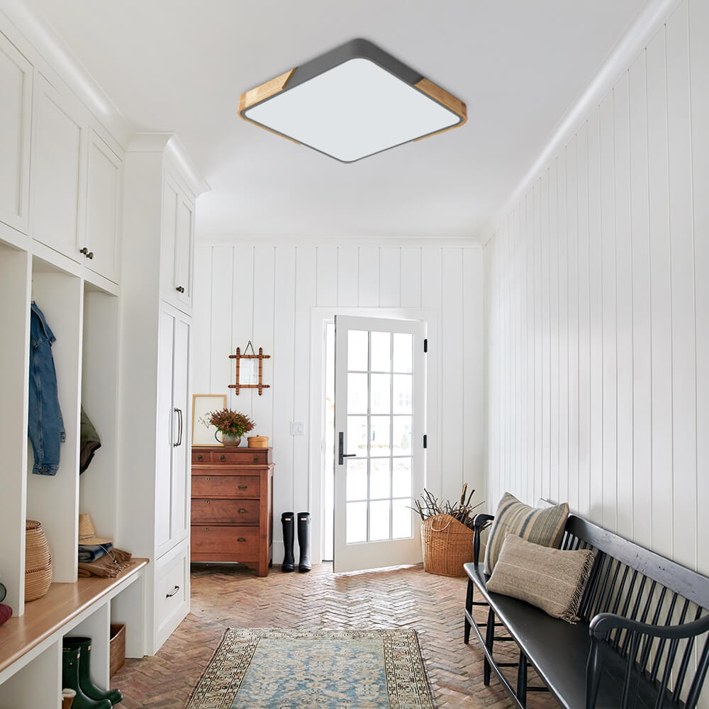 Löla – Nowoczesna lampa sufitowa LED z drewnem i akrylowym dyfuzorem