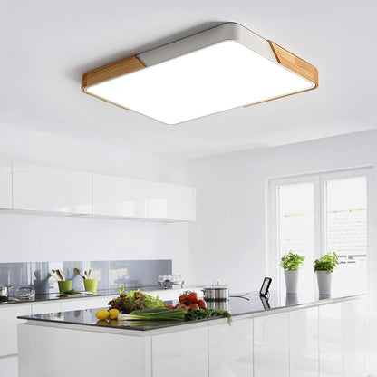 Löla – Nowoczesna lampa sufitowa LED z drewnem i akrylowym dyfuzorem