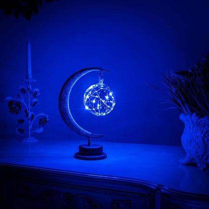Elegancka Klimatyczna Lampa Stołowa LED ze Szkła w Kształcie Księżyca z Ciepłym Światłem