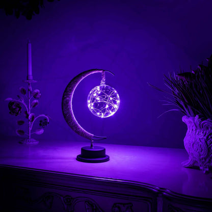Elegancka Klimatyczna Lampa Stołowa LED ze Szkła w Kształcie Księżyca z Ciepłym Światłem