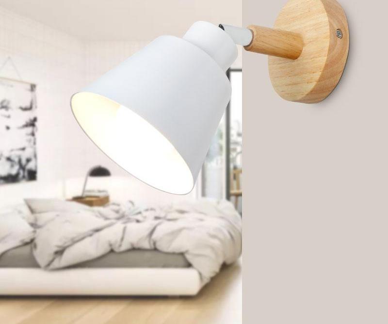 Scandinavian iron and wood wall lamp