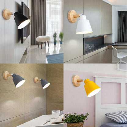 Scandinavian iron and wood wall lamp